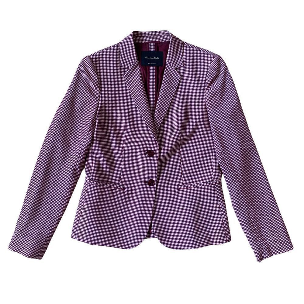 Burgundy and White Massimo Dutti Blazer Size 6
